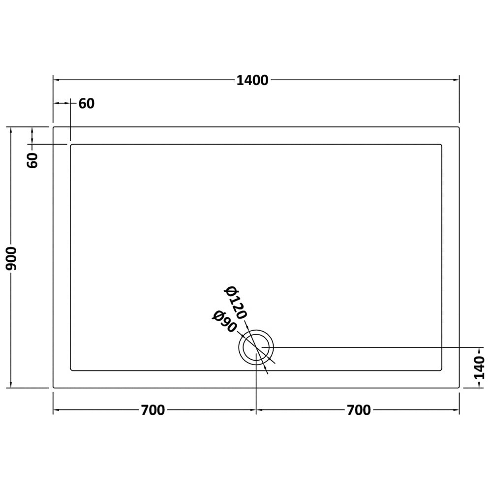 Harper square/rectangle shower tray slate grey 1400 × 900 mm image # Options_1400 x 900 mm