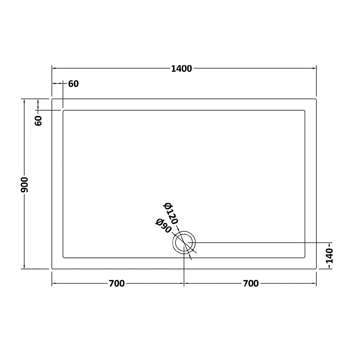 1400mm Black Sliding Door 900mm Frameless Side Panel & Slate Grey Tray