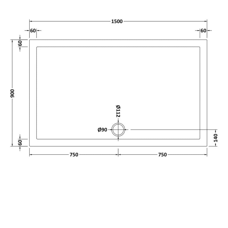 Harper square/rectangle shower tray slate grey 1500 × 900 mm image # Options_1500 x 900 mm