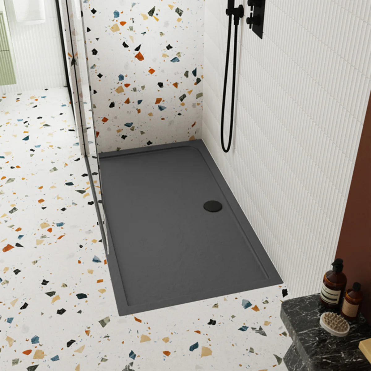 1600mm x 700mm Rectangular Slate Grey Shower Tray