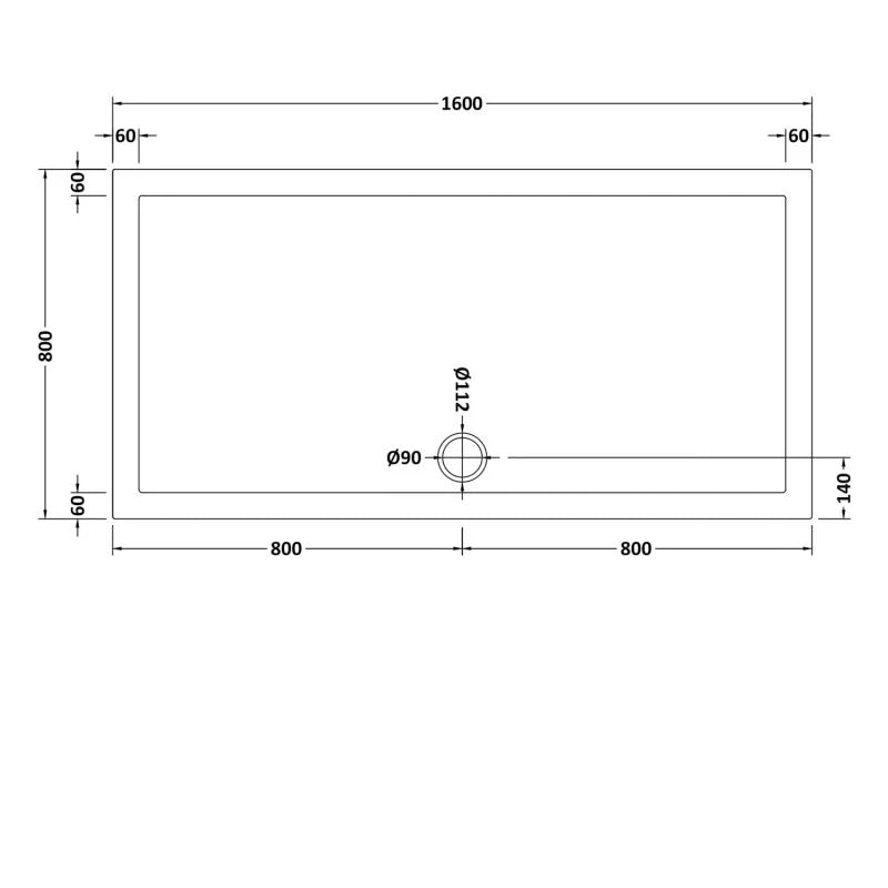Harper square/rectangle shower tray slate grey 1600 × 800 mm image # Options_1600 x 800 mm