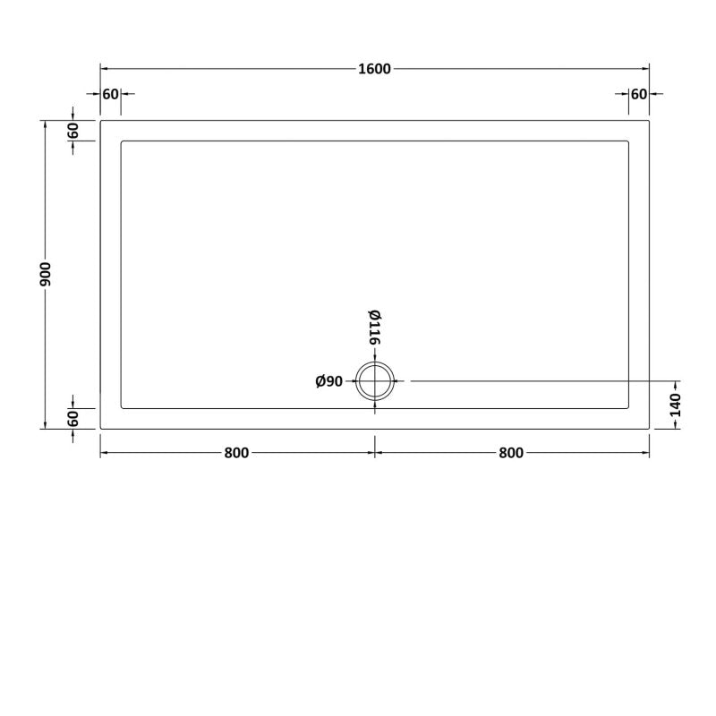Harper square/rectangle shower tray slate grey 1600 × 900 mm image # Options_1600 x 900 mm