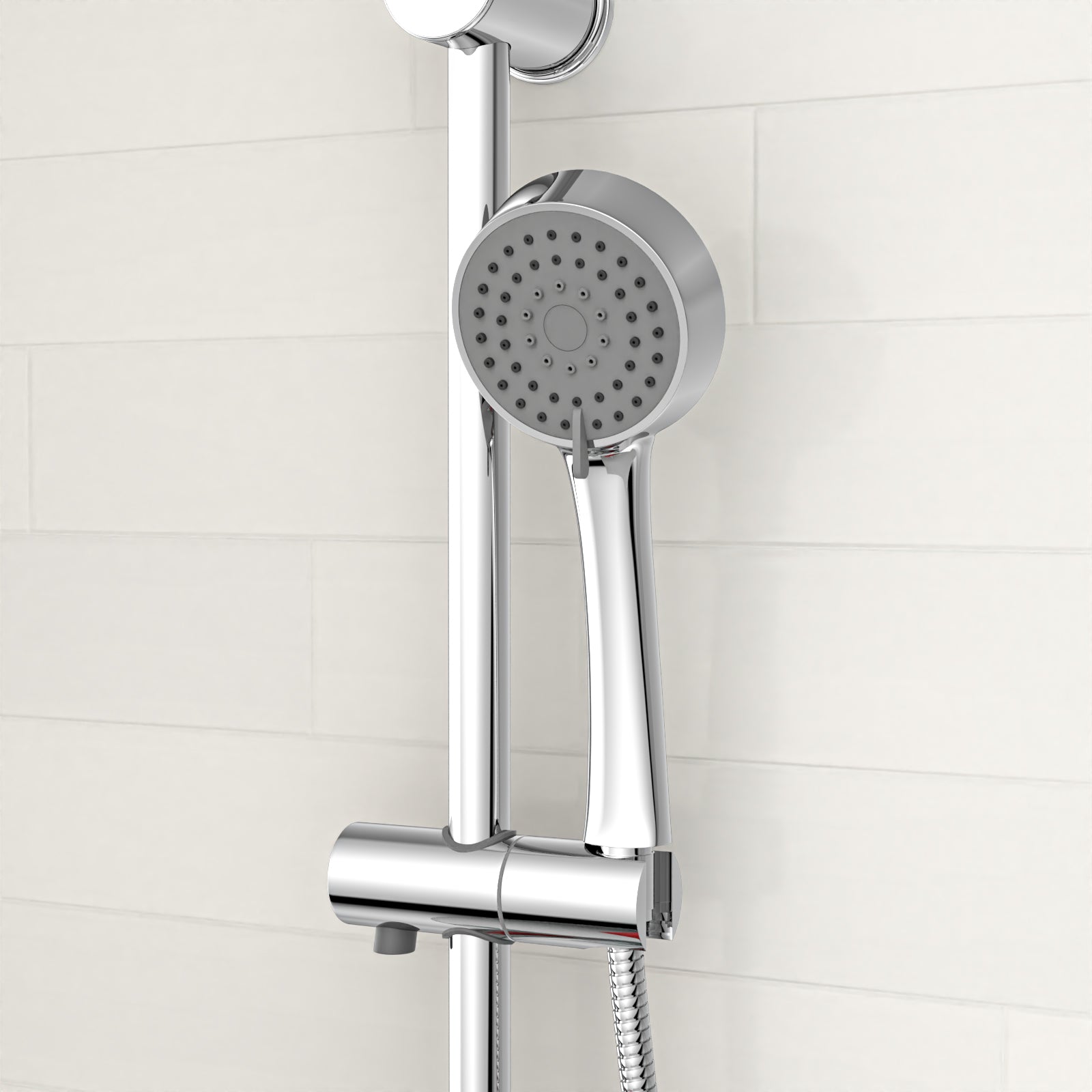 Chrome Exposed Bath Shower Rail Mixer Tap Kit Set & Handheld Shower