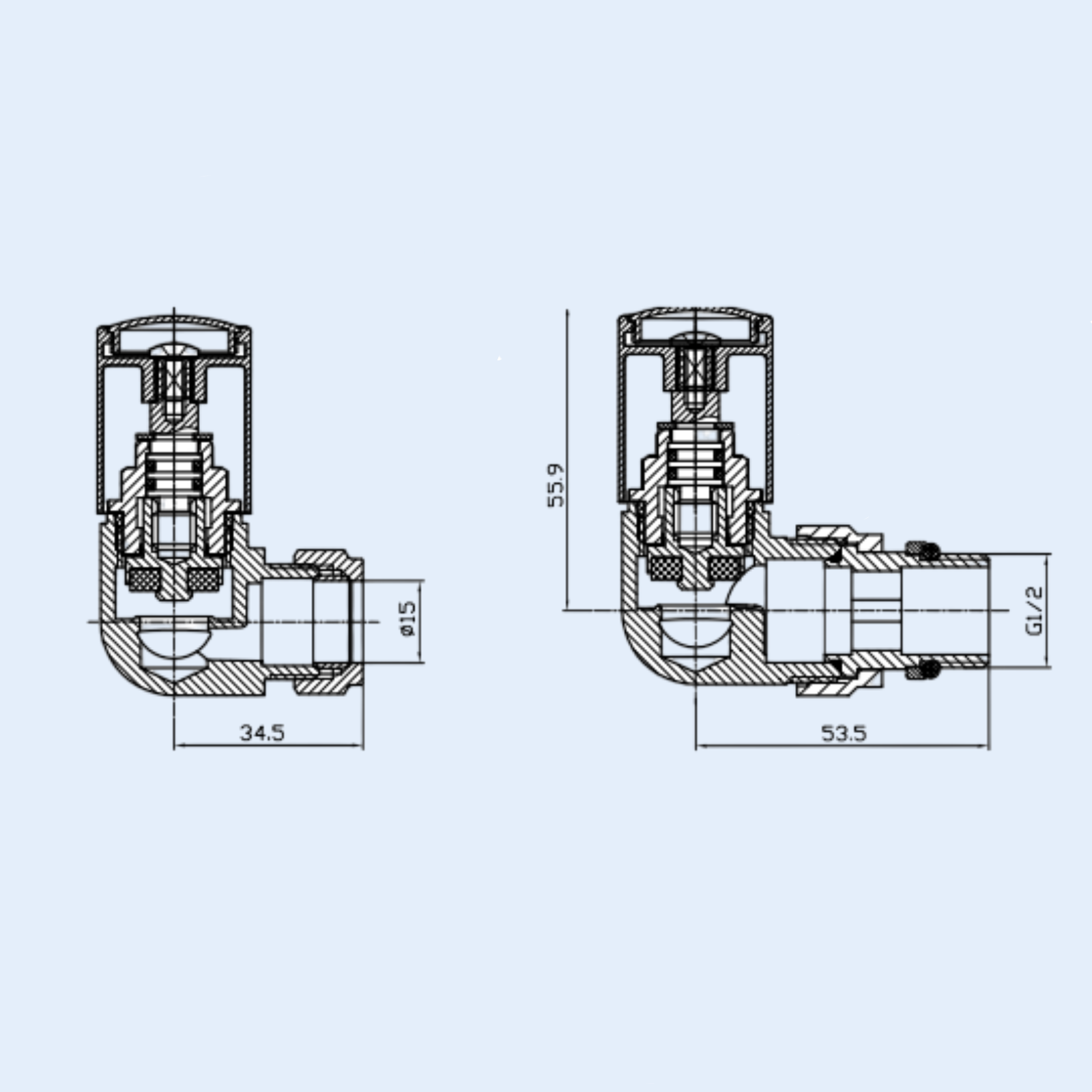 Kartell Corner Valve 15mm Anthracite Radiator Valve - CRNV-ANTH