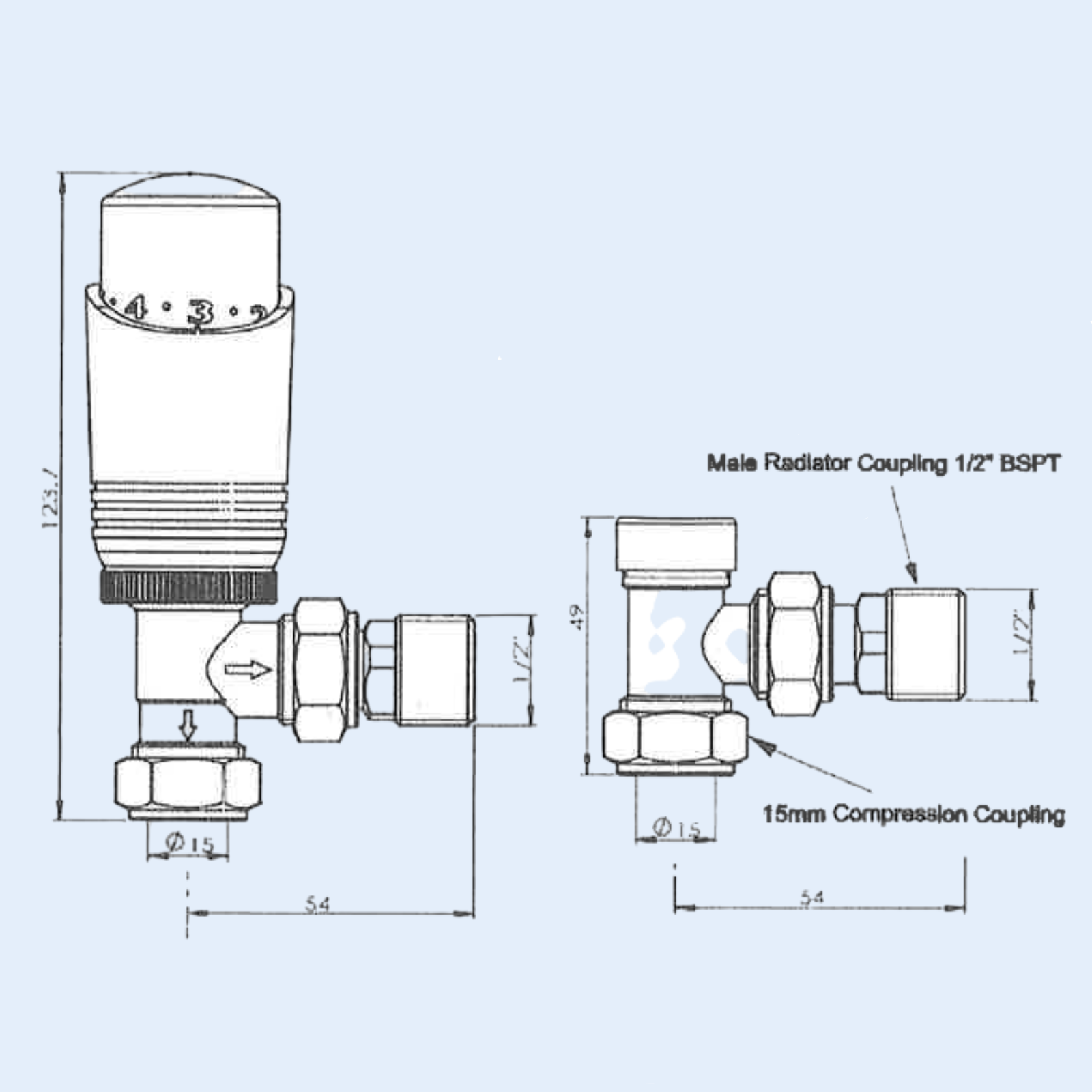 Kartell Twin Pack Thermostatic Radiator Valve Anthracite Angled - AN-TRV301A