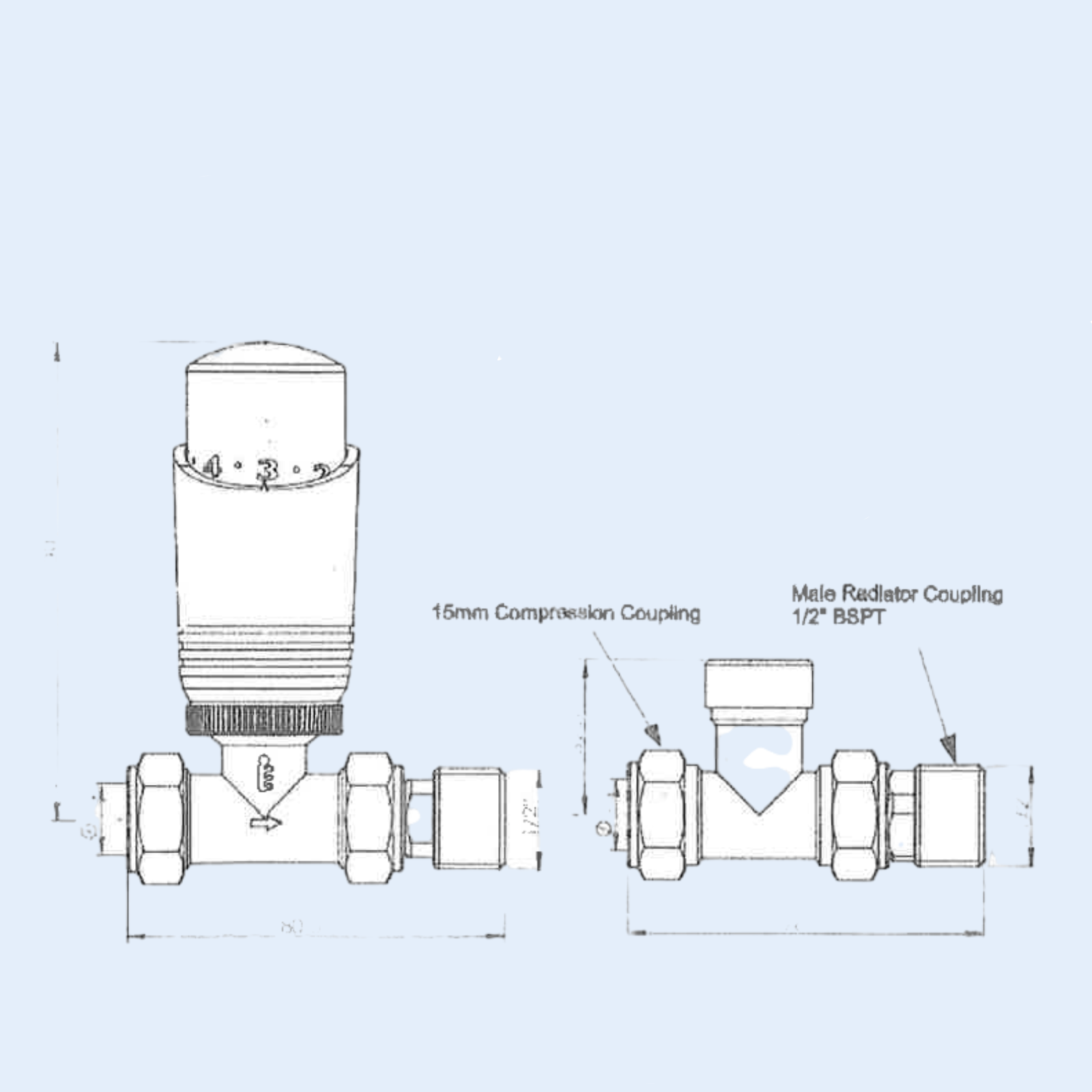 Kartell Design Twin Pack Thermostatic Radiator Valve Anthracite Straight - AN-TRV201S