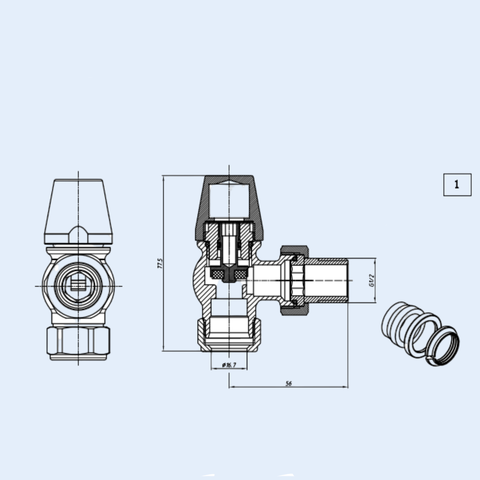 Kartell Traditional Radiator Valve Chrome Radiator Valve - TRAD-ANG-C