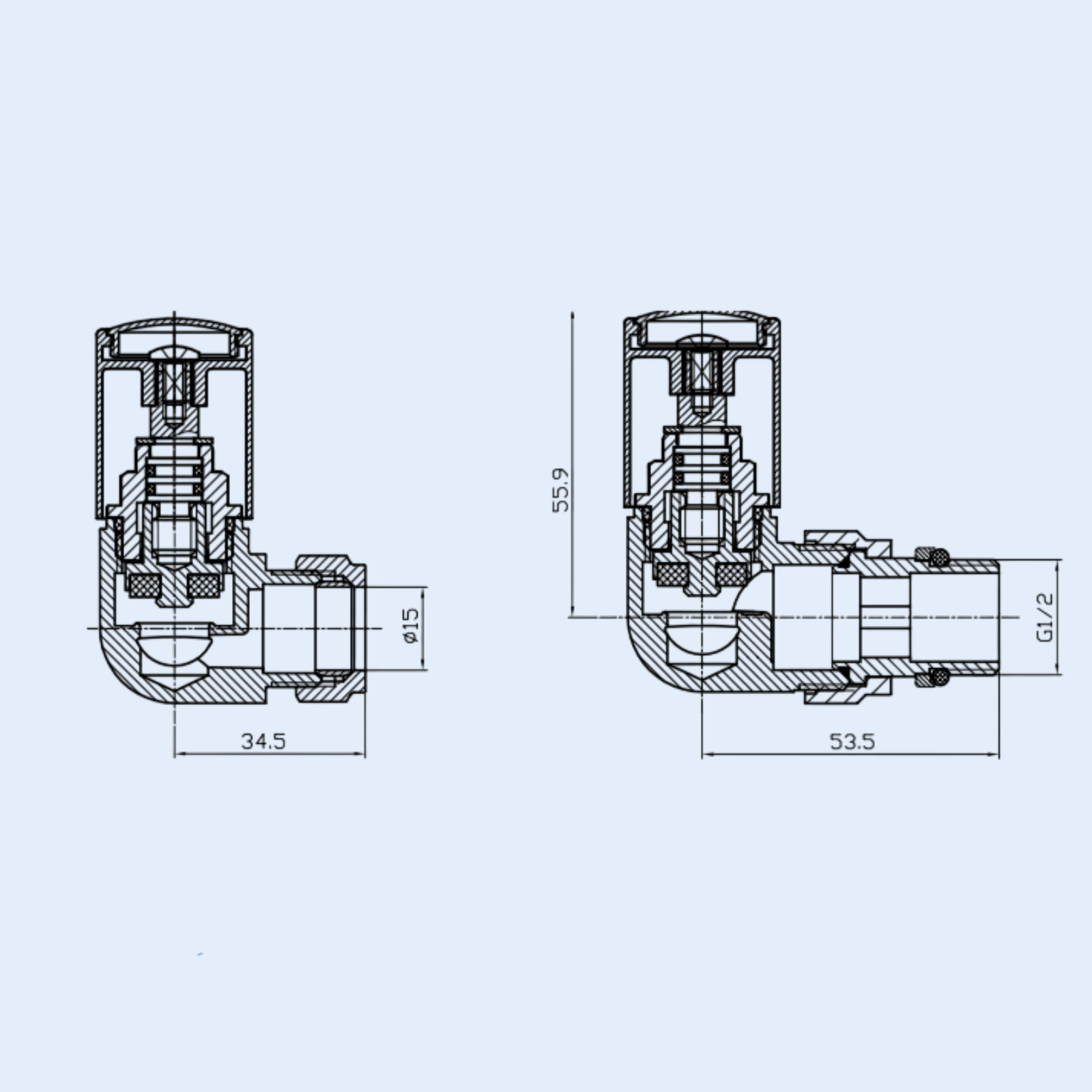 Kartell Corner Valve 15mm White Radiator Valve (Pair) - CRNV-WHITE