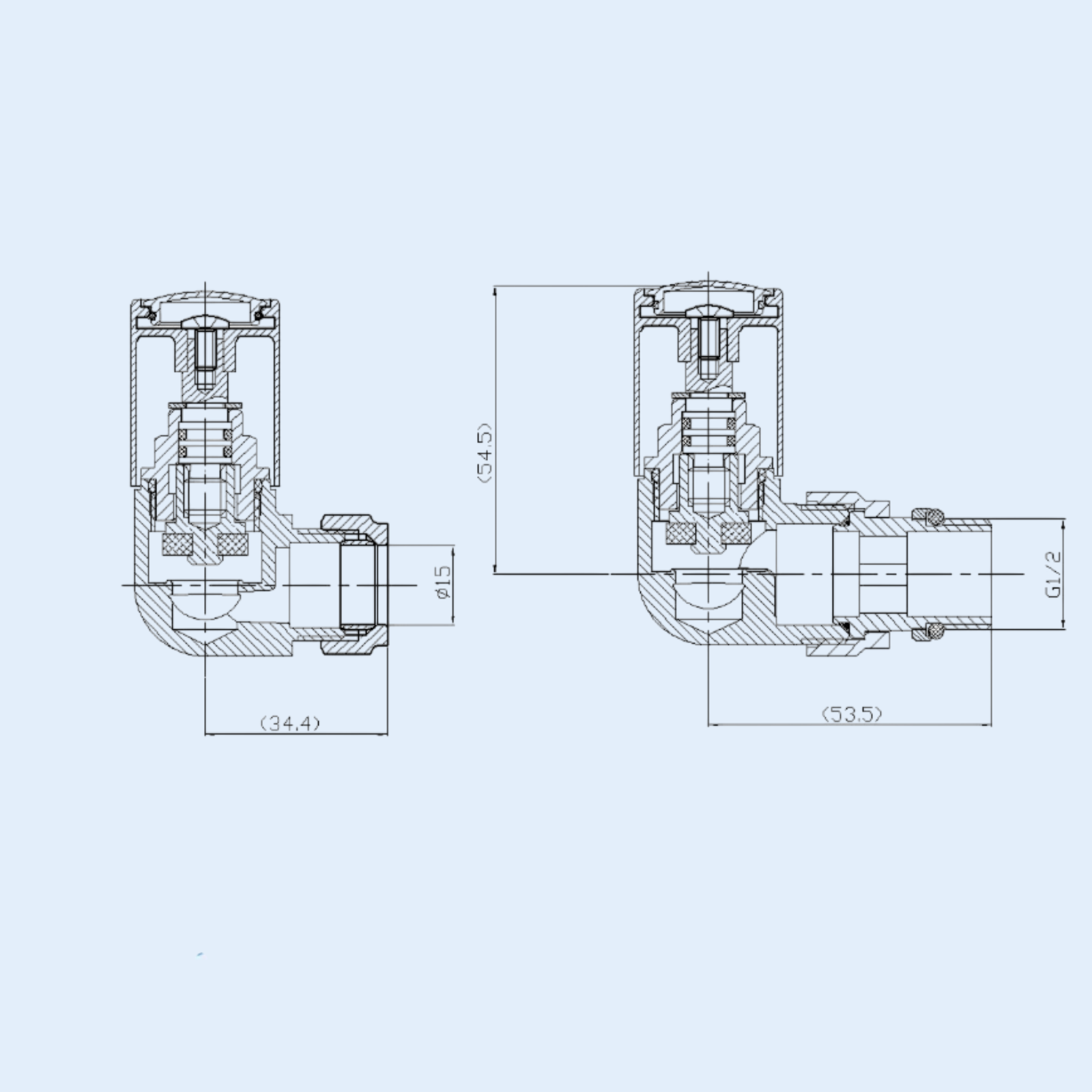 Kartell Brushed Brass Corner Radiator Valve (Pair) - BRASS-CRNV