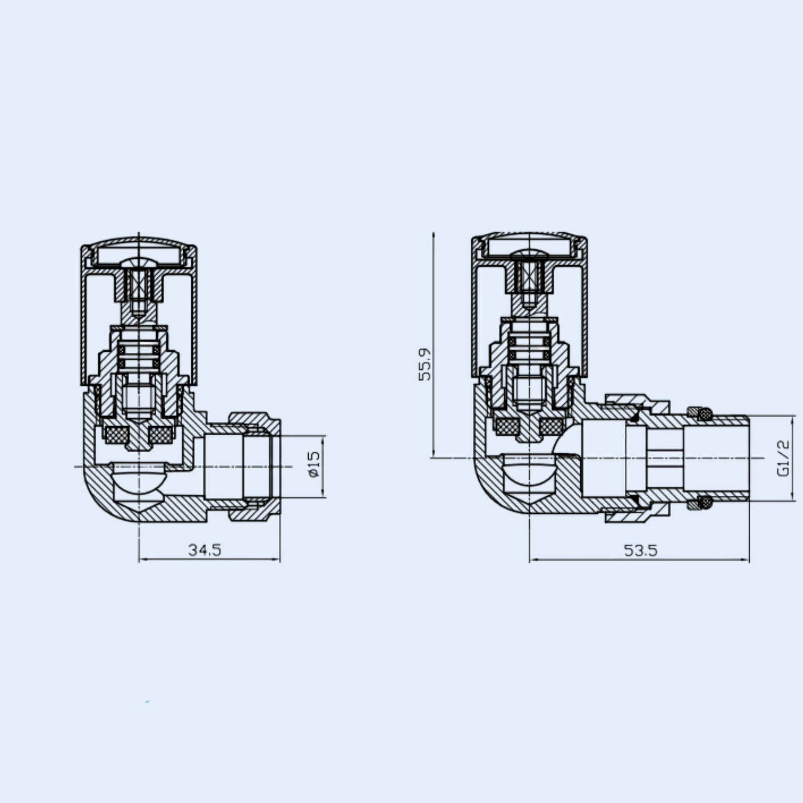 Kartell 15mm Bronze Corner Radiator Valve (Pair) - CRNV-BRONZE