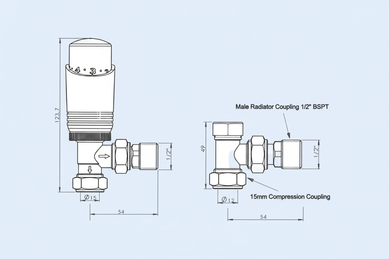 Kartell Design Bronze Angled Thermostatic Radiator Valve Twin Pack - BZ-TRV301A