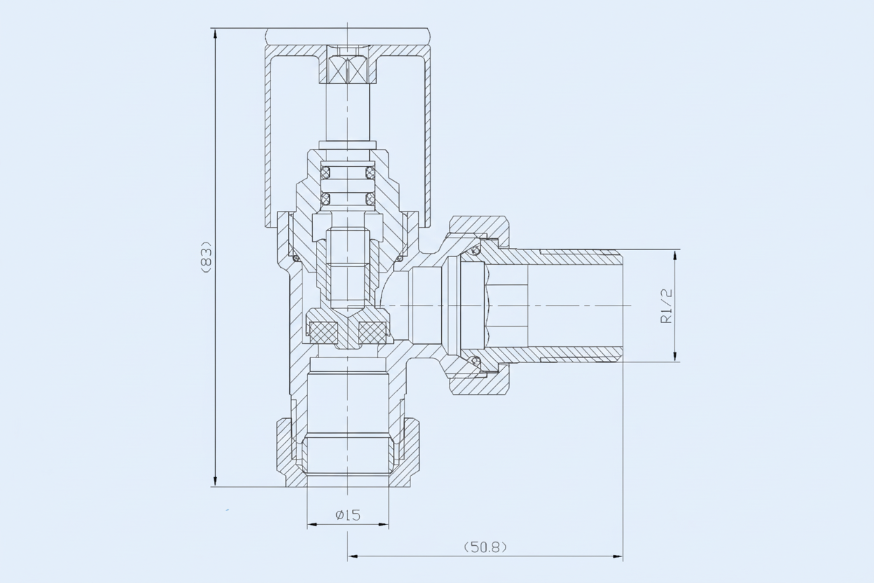 Technical drawing of a mechanical component with dimensions