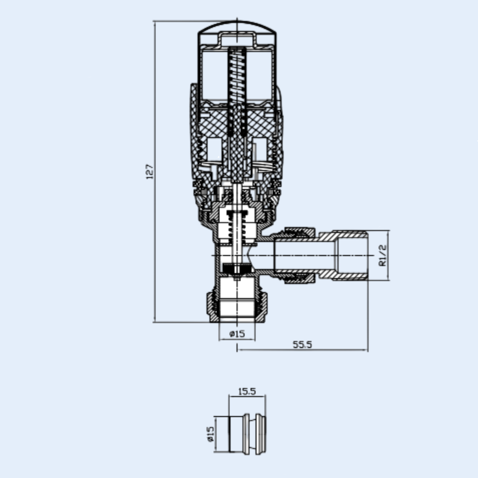 Kartell Refined Angled TRV Chrome Radiator Valve - TRVRAC