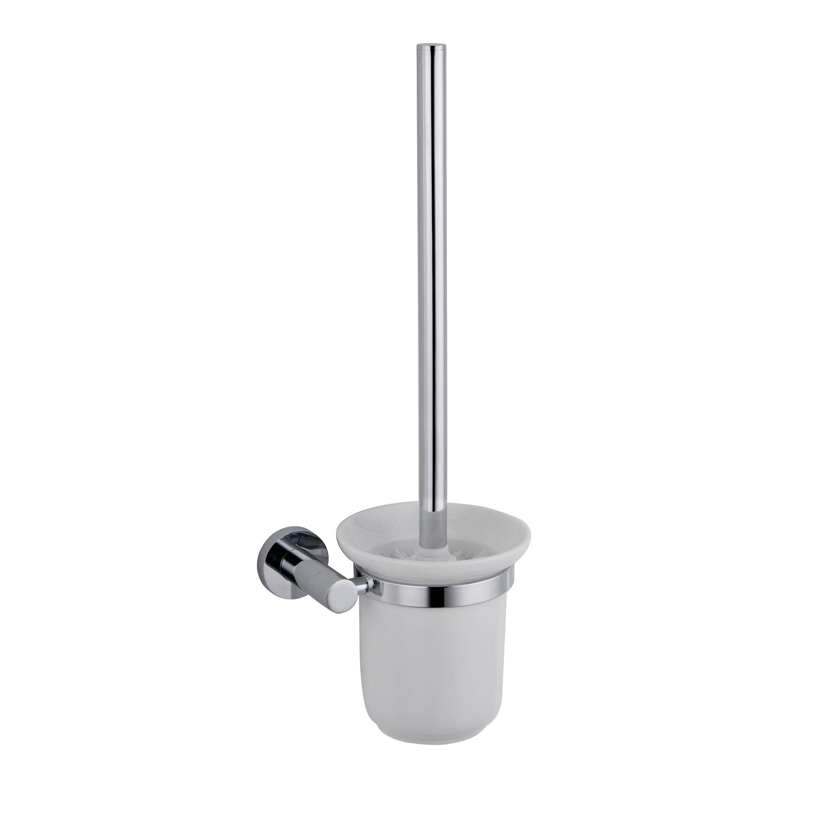 Chrome Round Style Brass Wall Mounted Round Bathroom Toilet Brush Holder