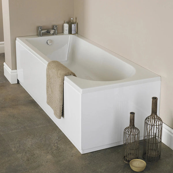 1800 x 800mm White Single Ended Round Bath with Bath Leg