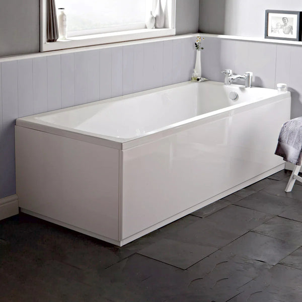 1800 x 800mm White Single Ended Square Bath with Bath Leg