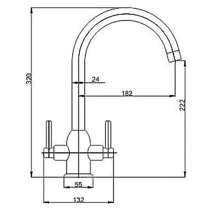Kallion Twin Lever Chrome Swivel Kitchen Sink Mono Mixer Tap