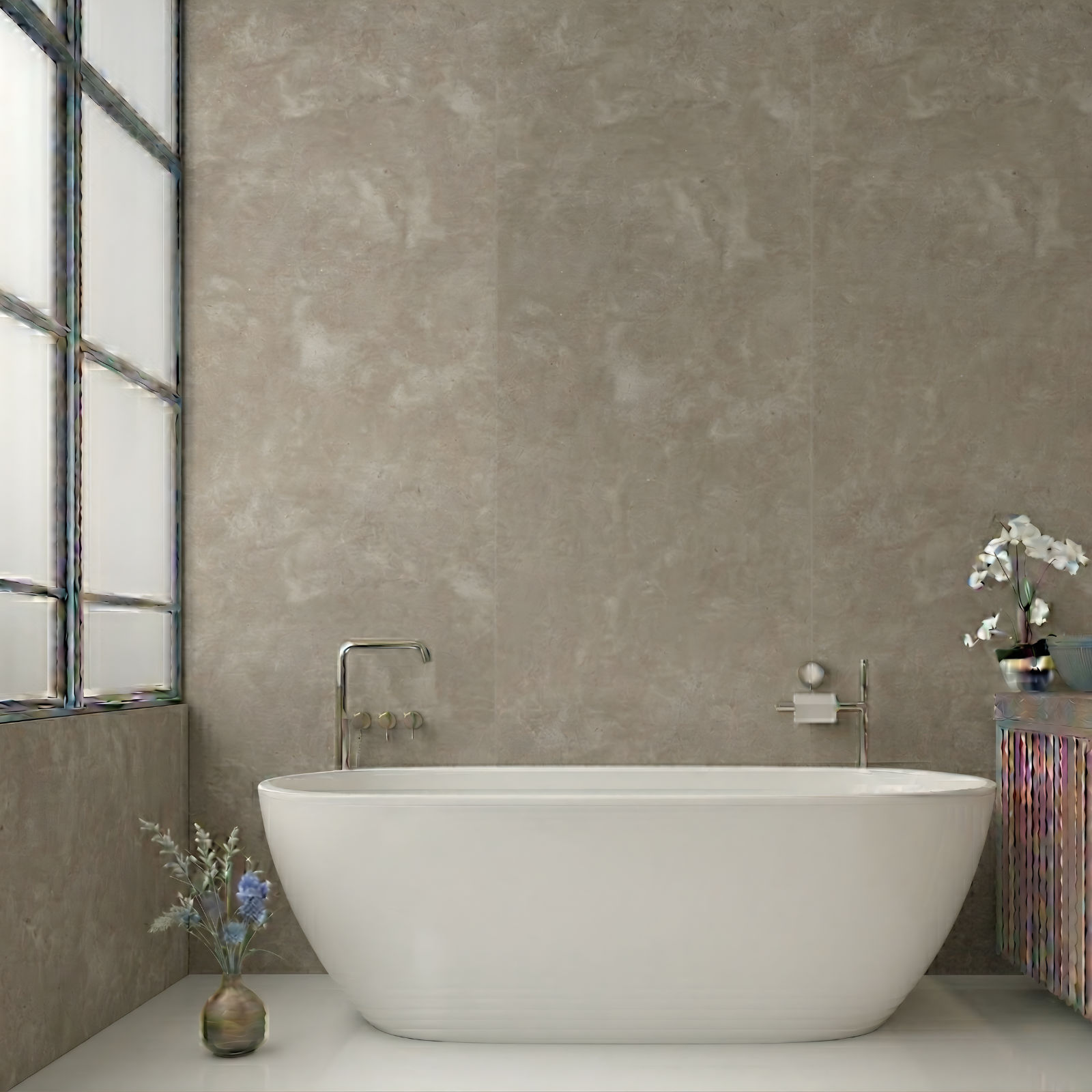Beige Concrete Stone Gloss PVC Shower Wall Panel 1000mm x 2400mm x 10mm