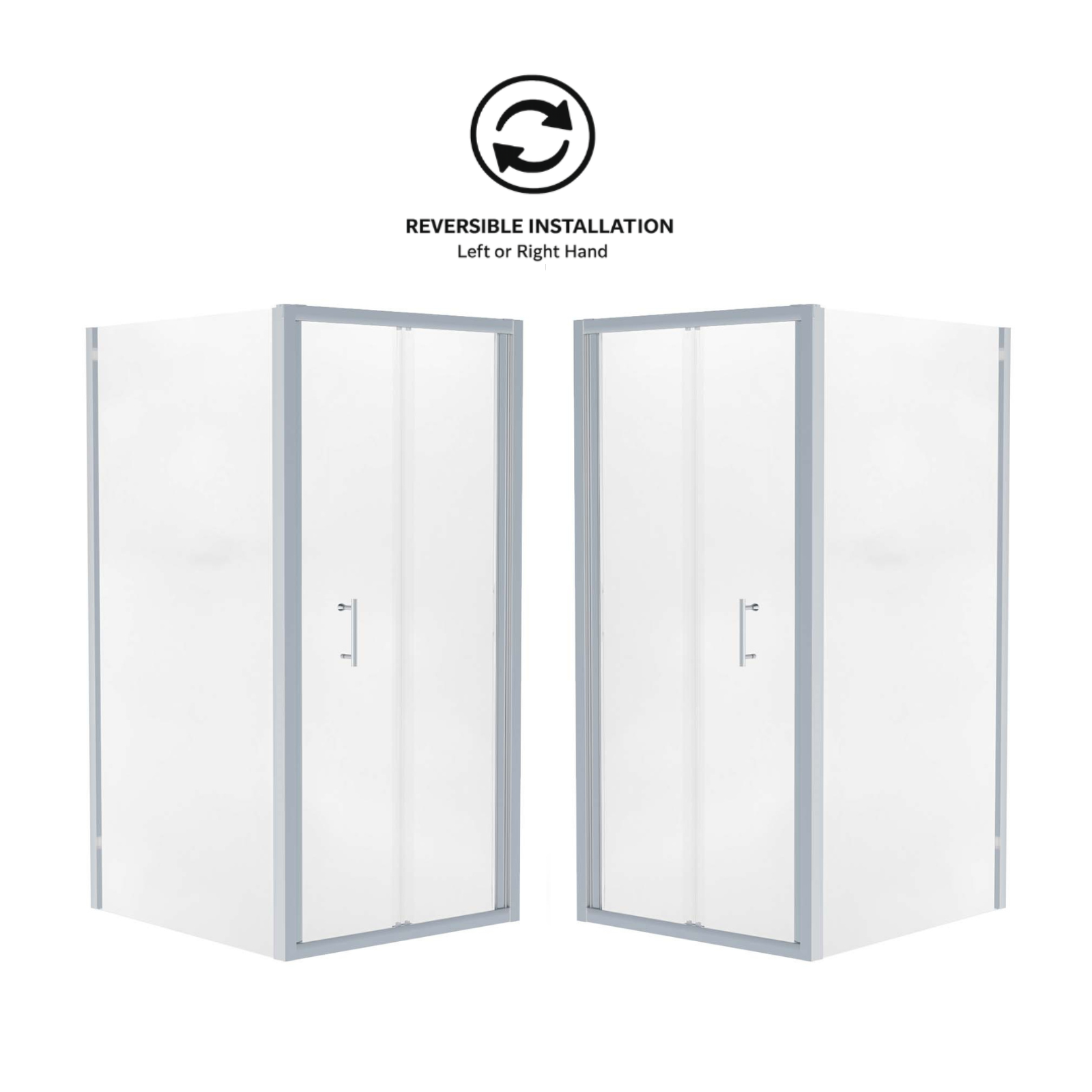 Jupiter chrome framed shower bi-fold enclosure image front view