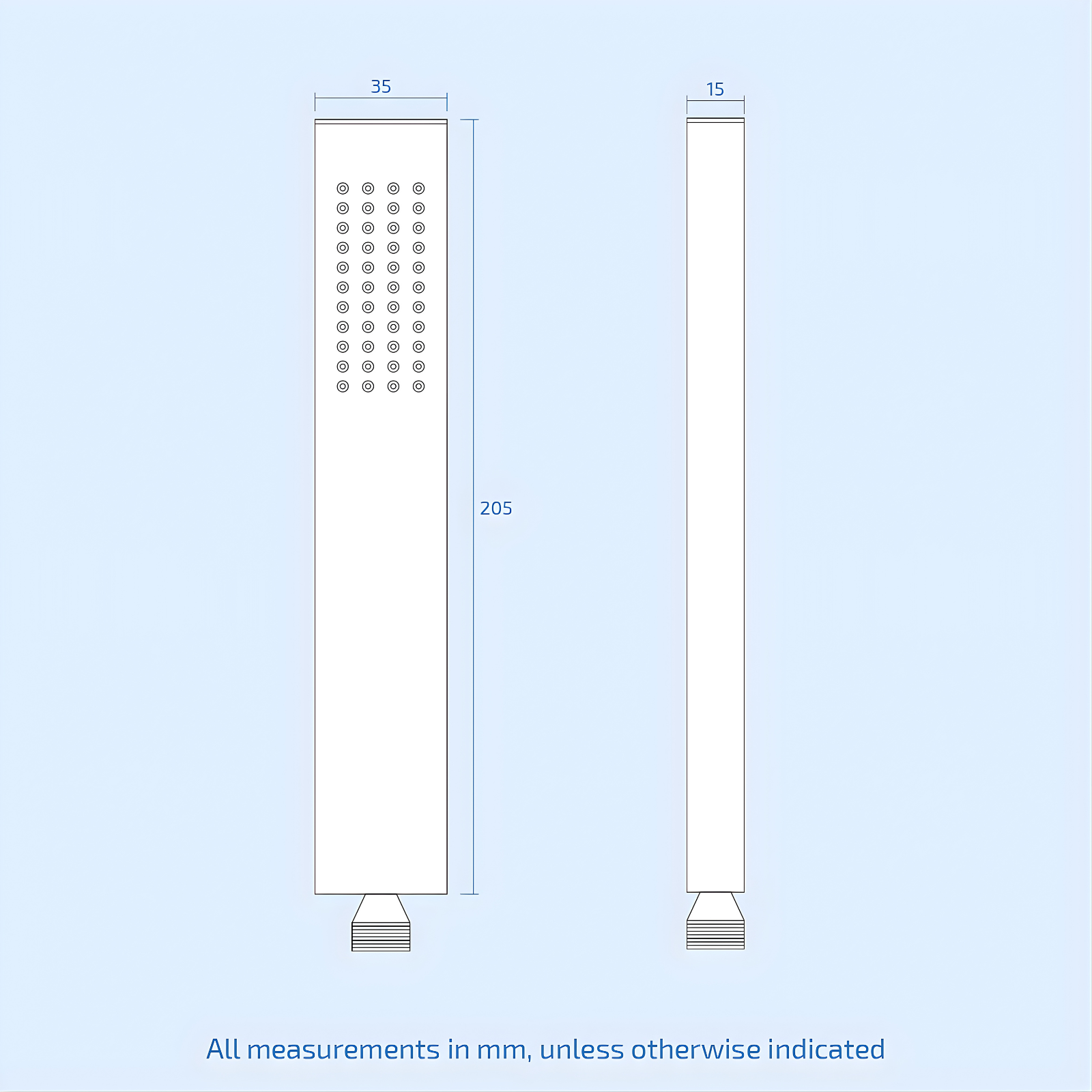 Minimalist Square Chrome Shower Handset Kit with Handset, Wall Outlet & Holder and 1.5m PVC Hose
