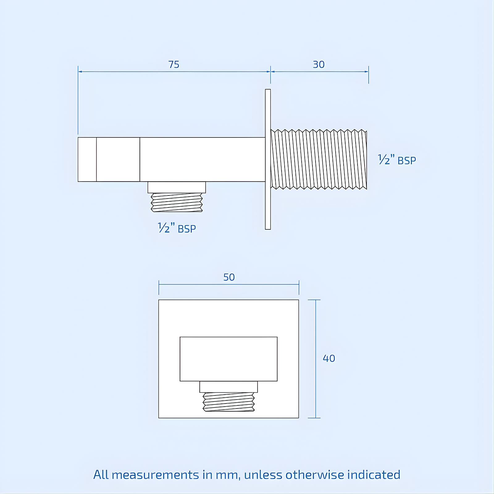 Minimalist Square Chrome Shower Handset Kit with Handset, Wall Outlet & Holder and 1.5m PVC Hose