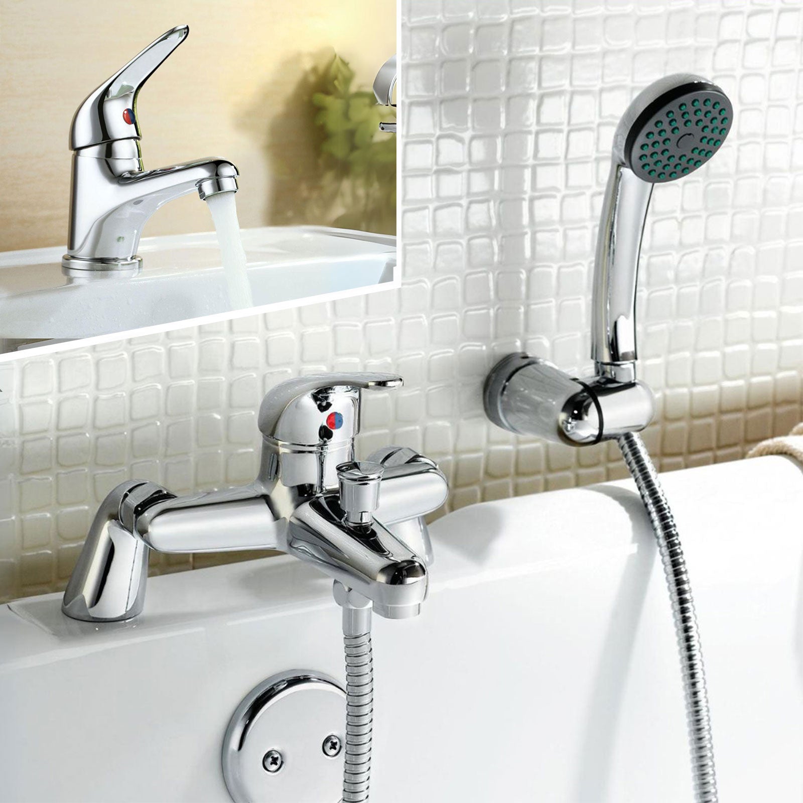 Ellen 1700mm Bath, WC Unit, Back To Wall Toilet, Vanity Basin Unit, Mono and Bath Mixer Taps & Wastes White