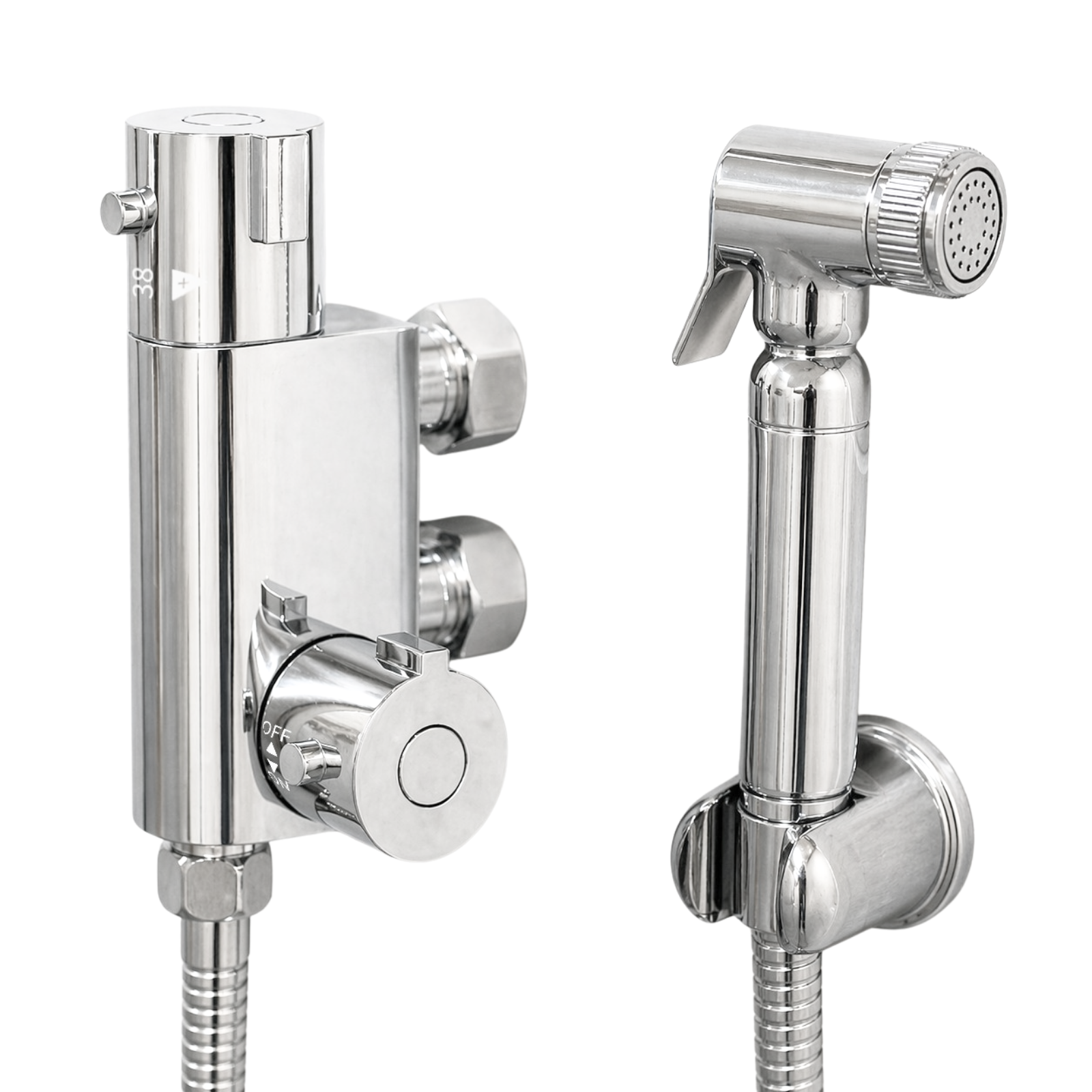 Modern Chrome Bidet Douche Mini Thermostatic Bar Valve And Spray Kit