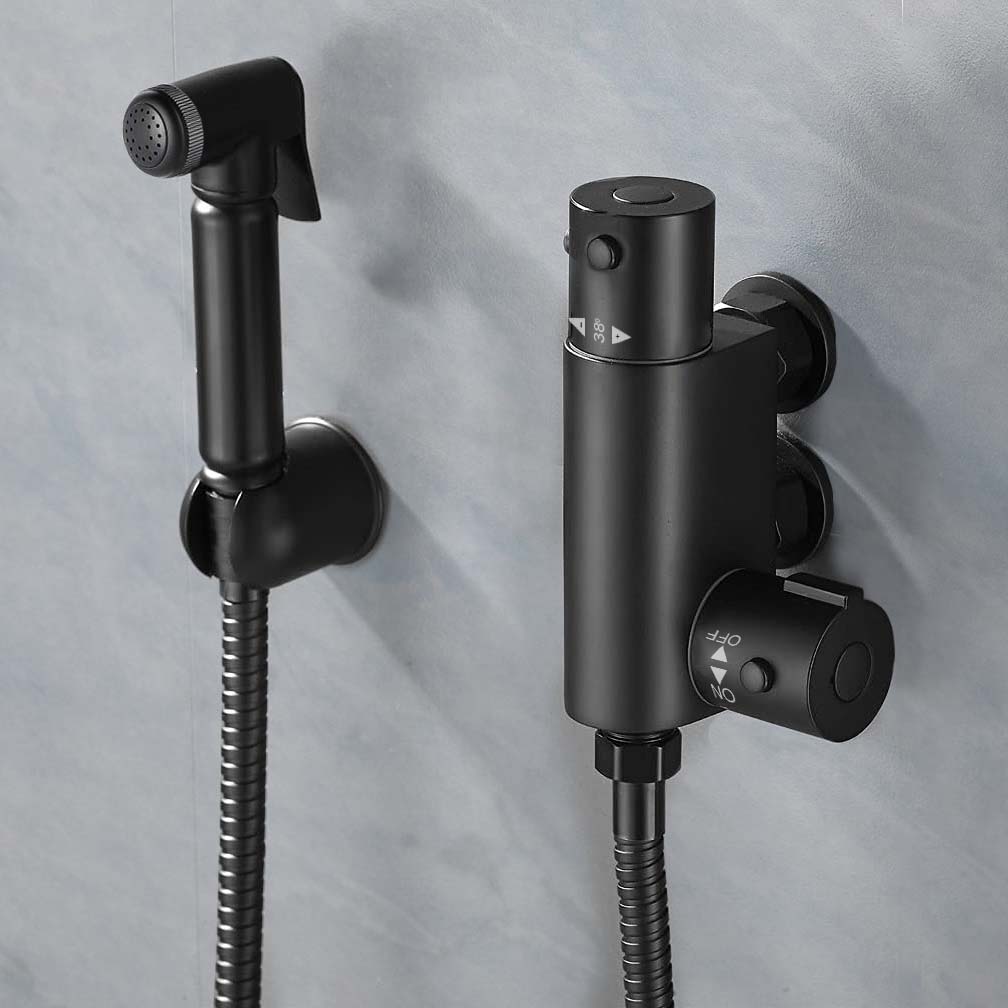 Modern Matte Black Bidet Douche Mini Thermostatic Bar Valve And Spray Kit