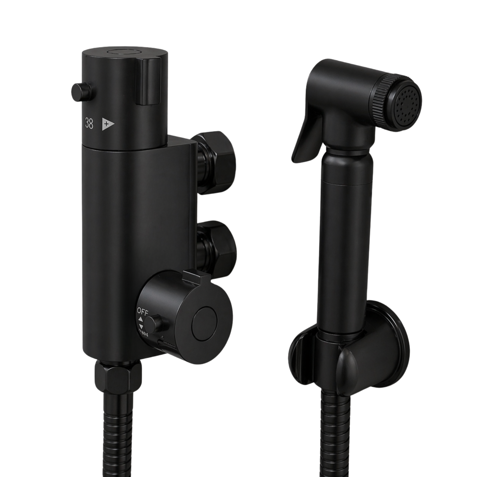 Modern Matte Black Bidet Douche Mini Thermostatic Bar Valve And Spray Kit