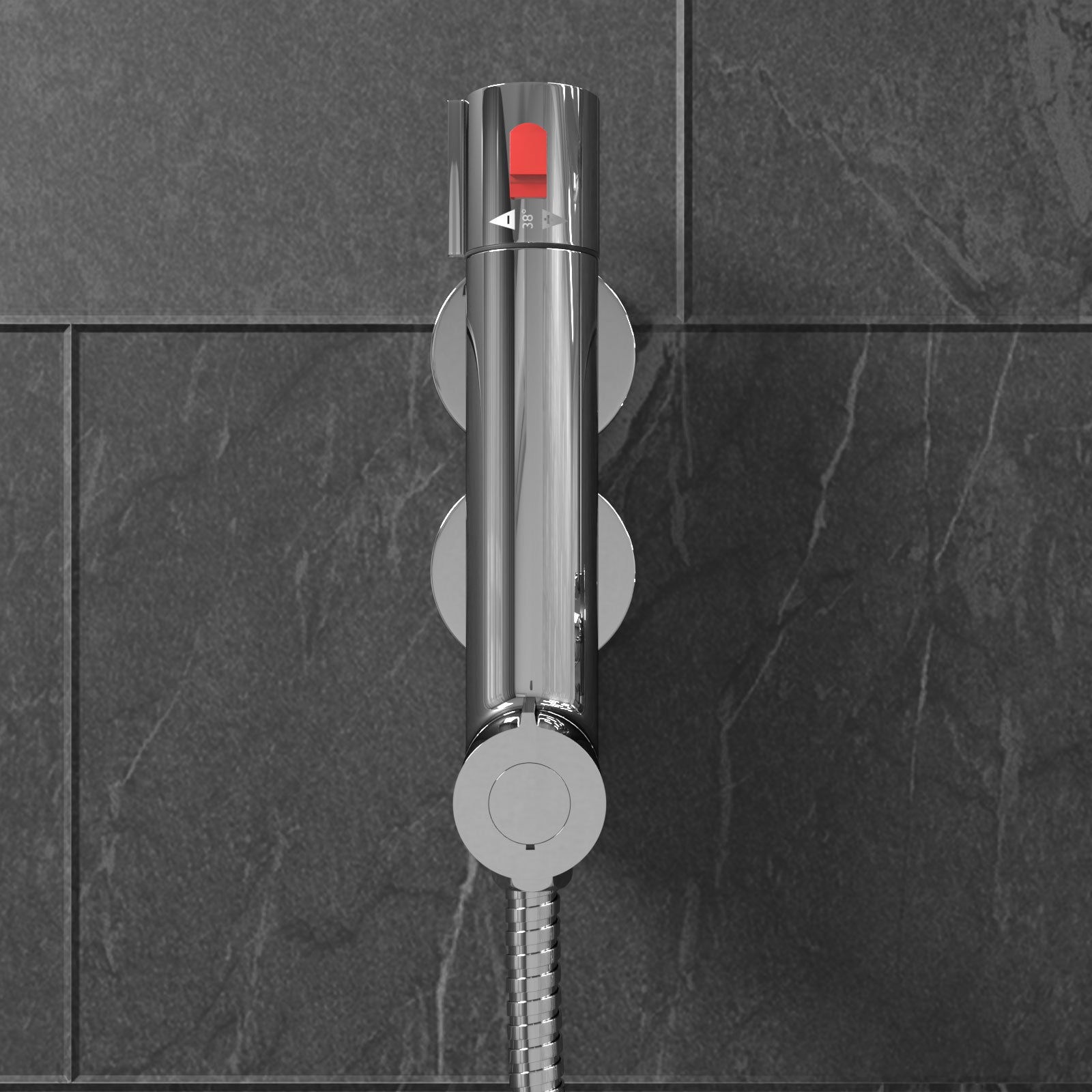 Vertical Thermostatic Shower Mixer Valve & Slider Rail, Handset & Hose Set