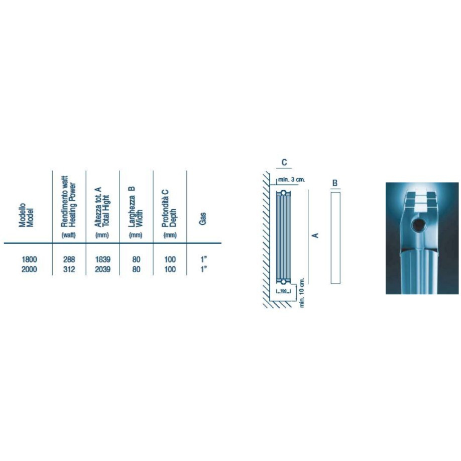 Kartell Vermont 670mm H x 1040mm W White Horizontal Designer Radiator - VER600-13