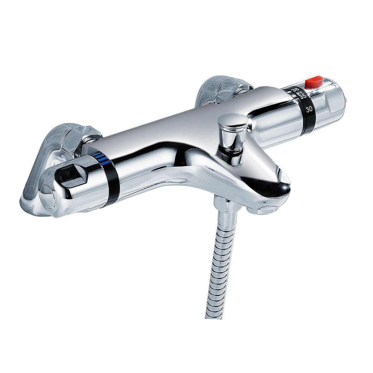 Winstead Round Chrome Thermostatic Bath Shower Mixer & Multi Function Shower Riser Kit