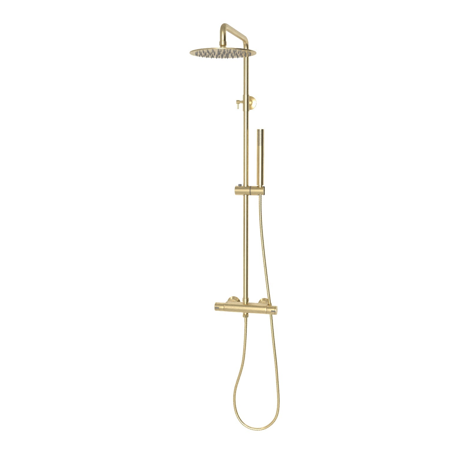 Modern Brushed Brass Cool Touch Thermostatic Riser Rail Shower Set