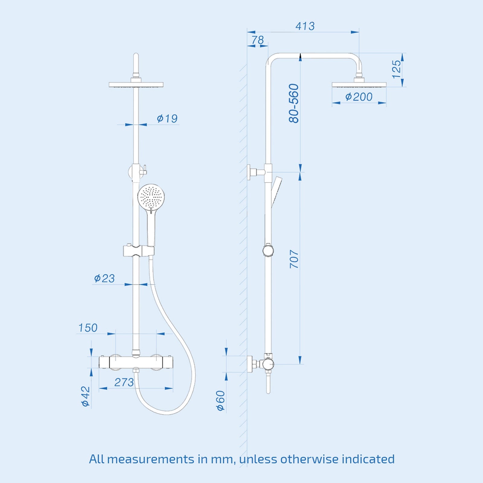 Modern Brushed Brass Cool Touch Thermostatic Riser Rail Shower Set