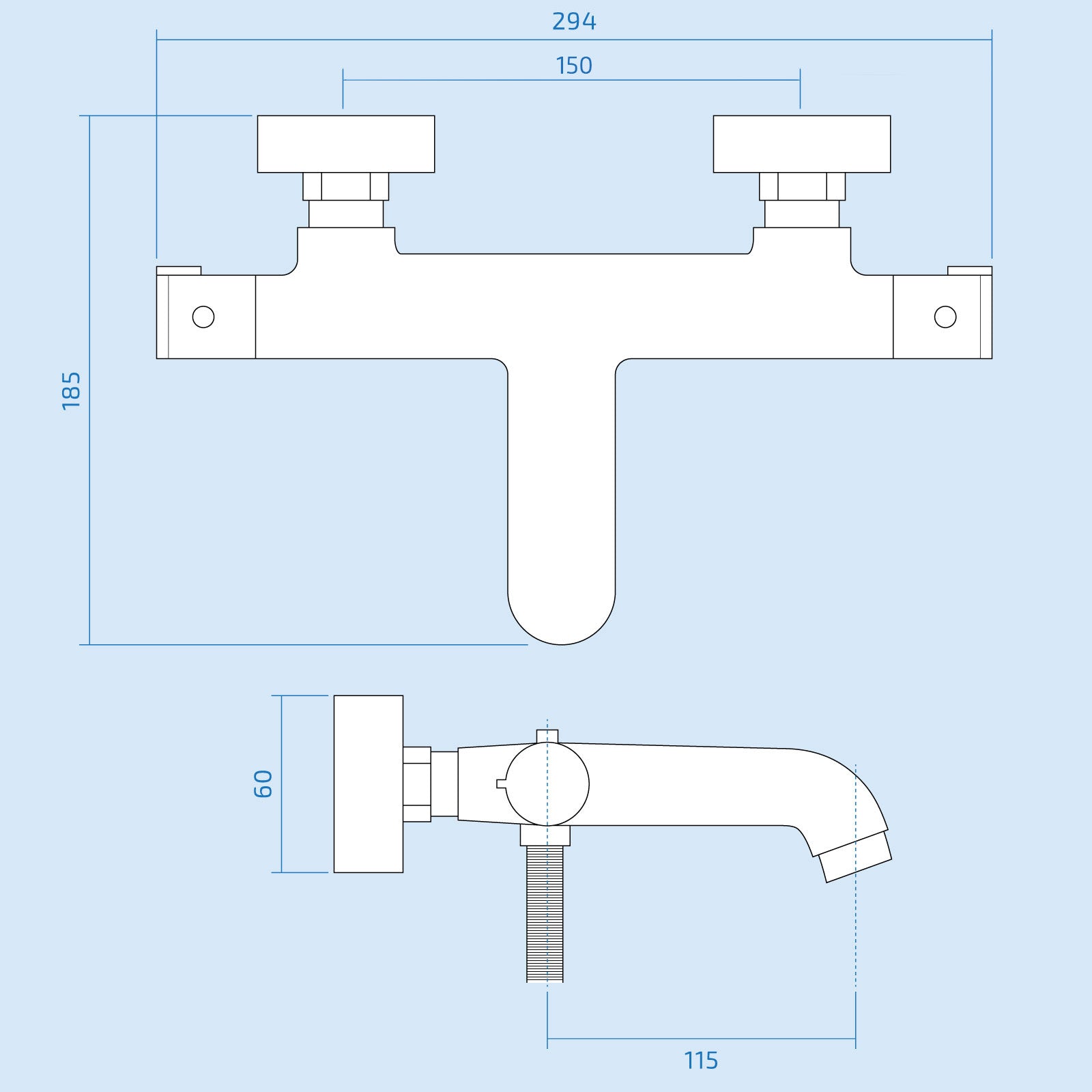 Chrome Exposed Thermostatic Bath Shower Mixer Tap Deck Mounted Kit Set