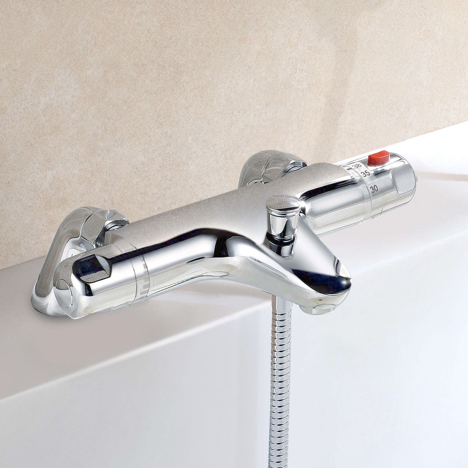 Winstead Round Chrome Thermostatic Bath Shower Mixer & Multi Function Shower Riser Kit