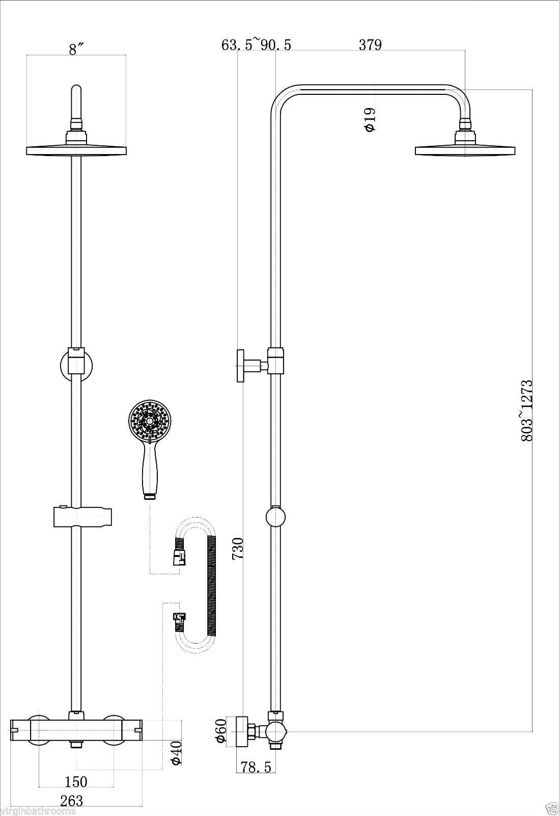 Modern Round Thermostatic Wall Mounted Dual Control Riser Shower Mixer