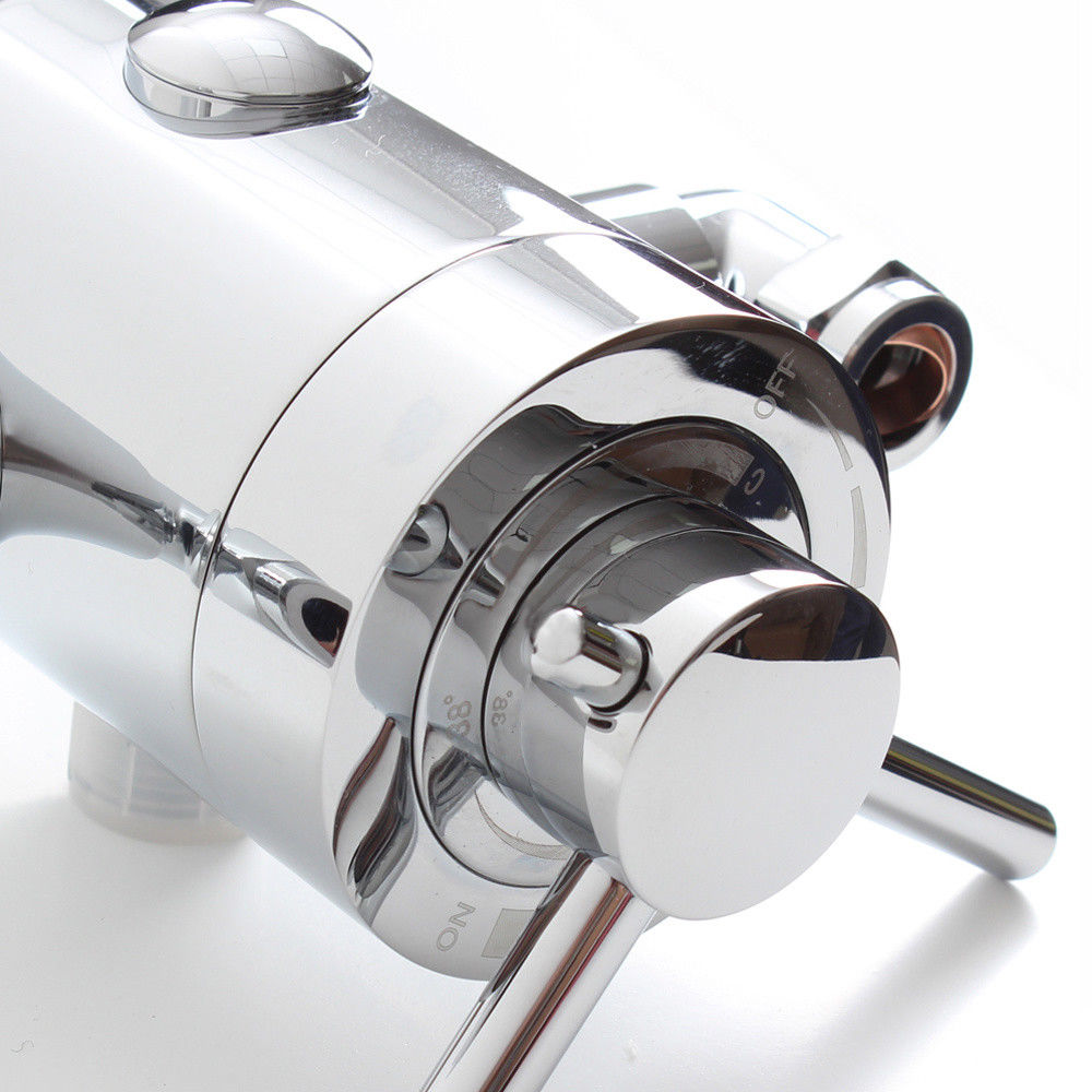Emso Round Exposed Chrome Thermostatic Shower Valve, Slider Rail & Handset Kit