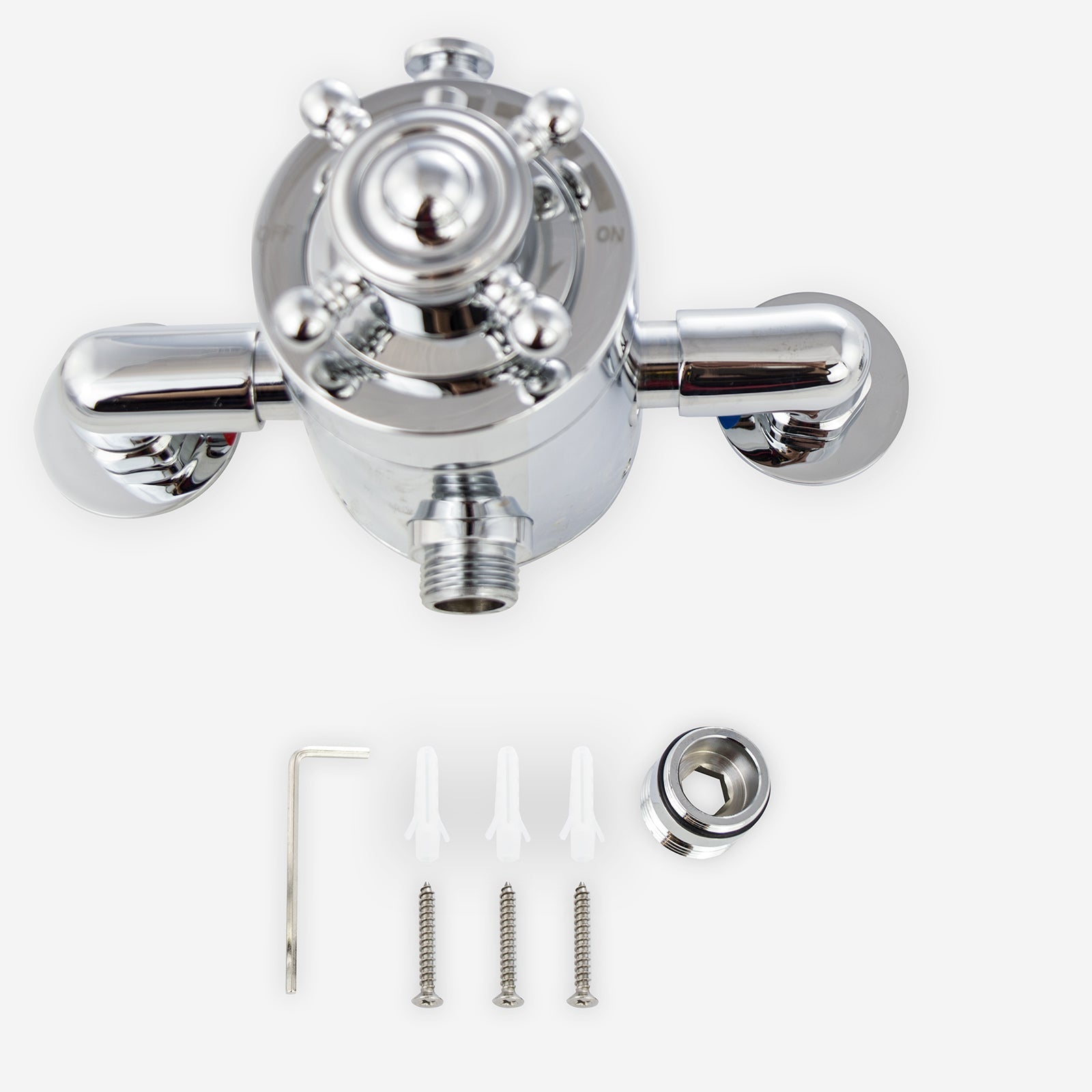 Cross Traditional Bathroom Chrome Shower Thermostatic Exposed Shower Valve