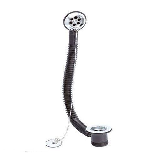 550mm Round Chrome Click Clack Sprung Bath Waste Plug With Overflow