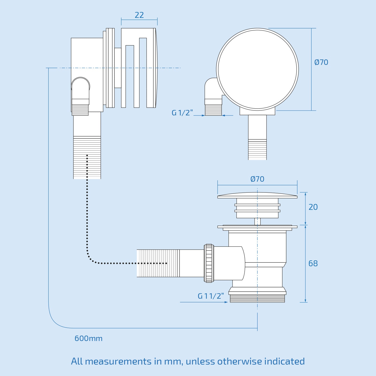Teslie Round Concealed Thermostatic Shower Mixer Set - Handset & Bath Filler