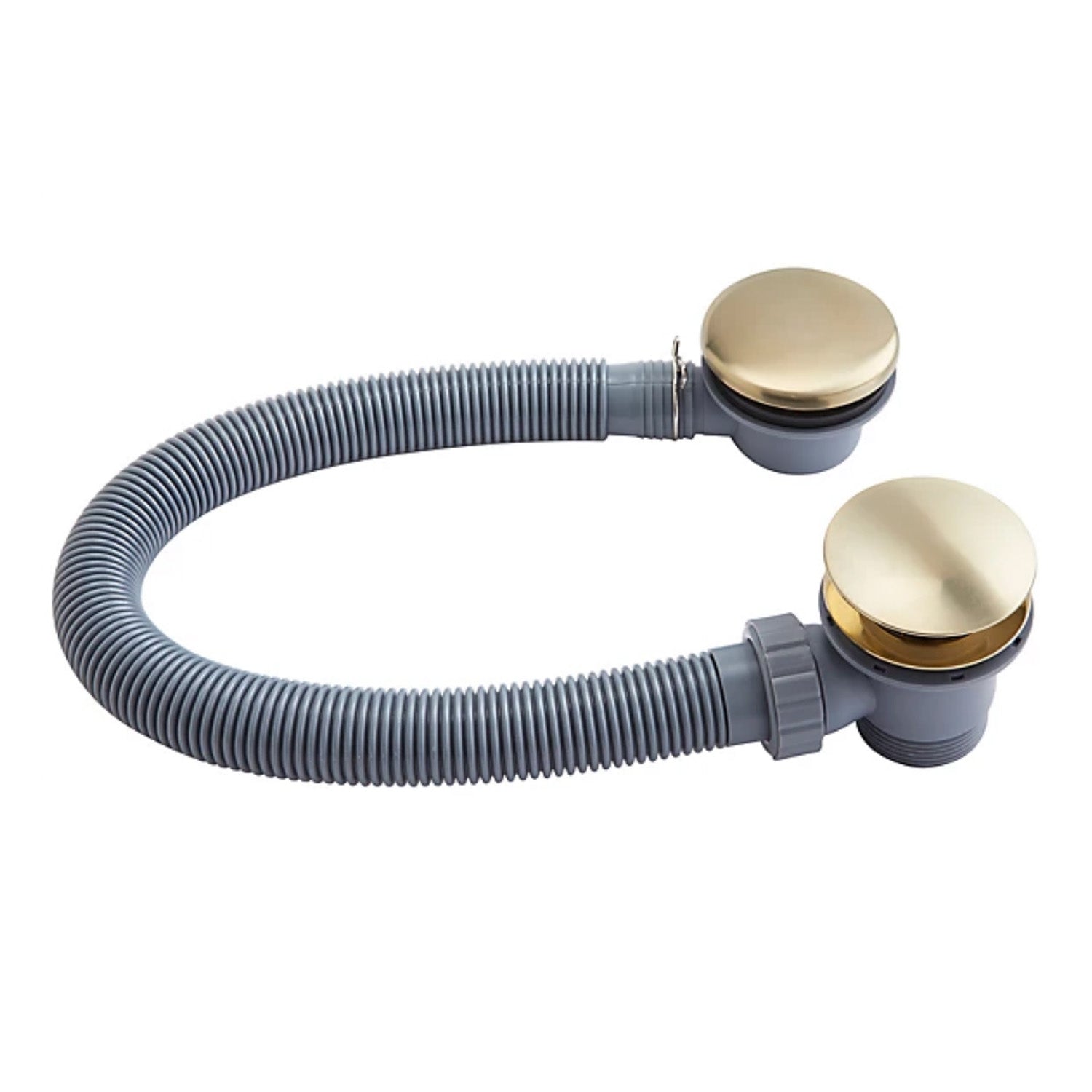 Brushed Brass Click Clack Bath Sprung Waste and Overflow