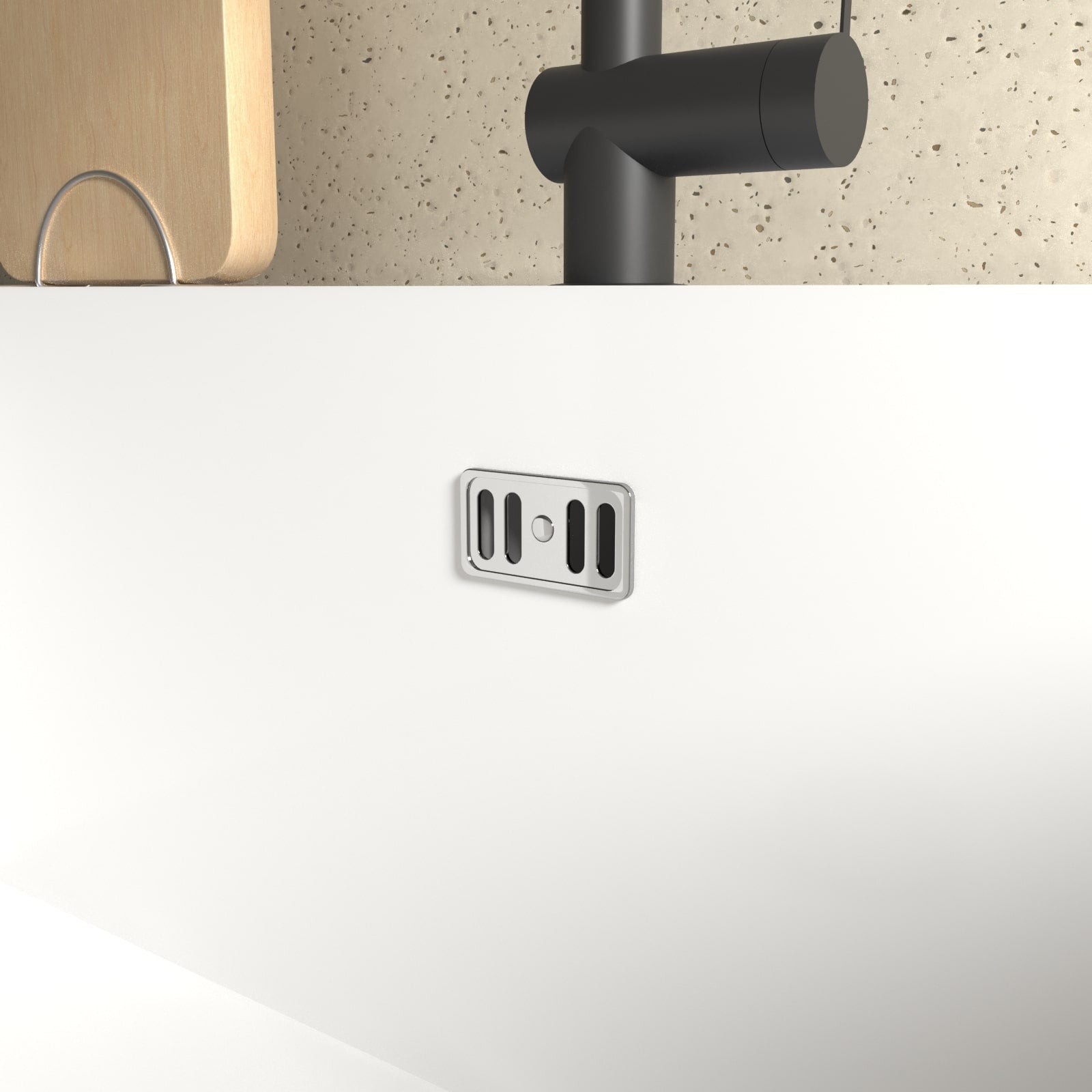 Chrome Bathroom / Kitchen Basin Sink Decorative Overflow Cover Plate And Bolt