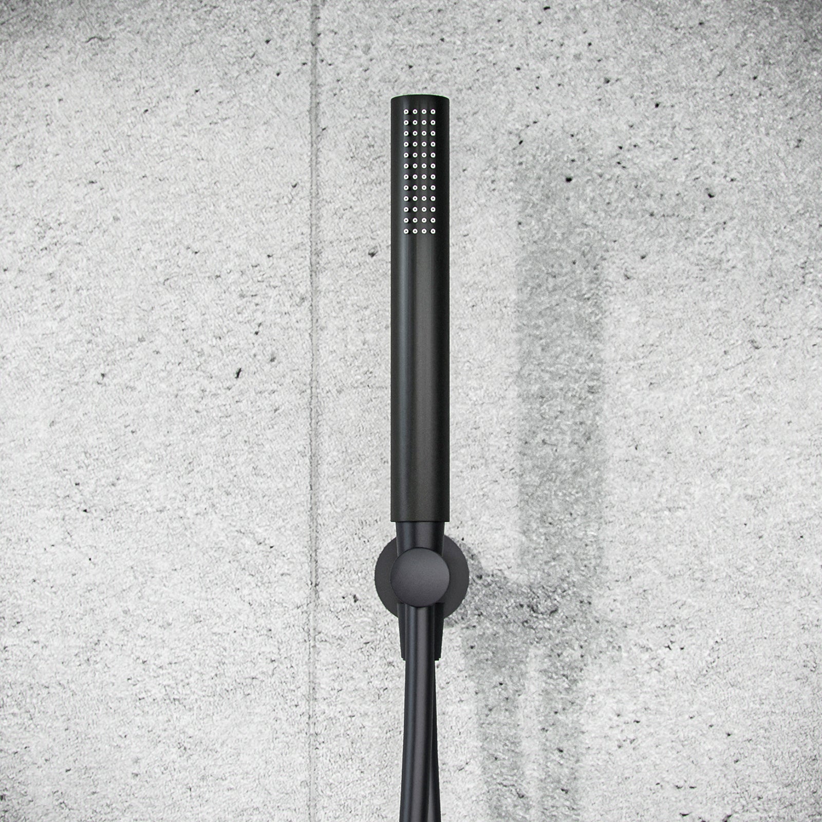 Modern Round Hand Held Shower Head With Brass Bracket Holder Matte Black