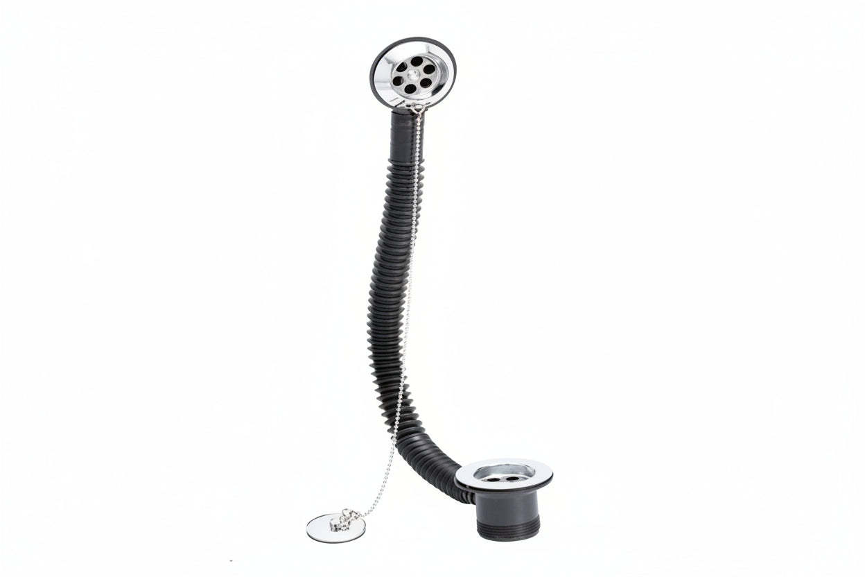 Hudson Retainer Bath Waste & Overflow With Brass Plug & Link Chain Chrome