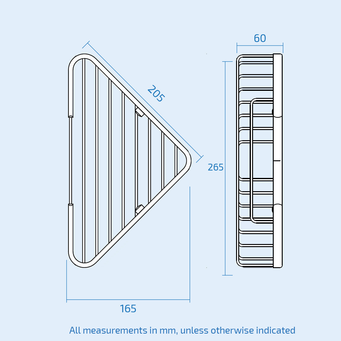 Bathroom 265mm x 60mm Brass Chrome Wall Mounted Corner Basket Shower Caddy