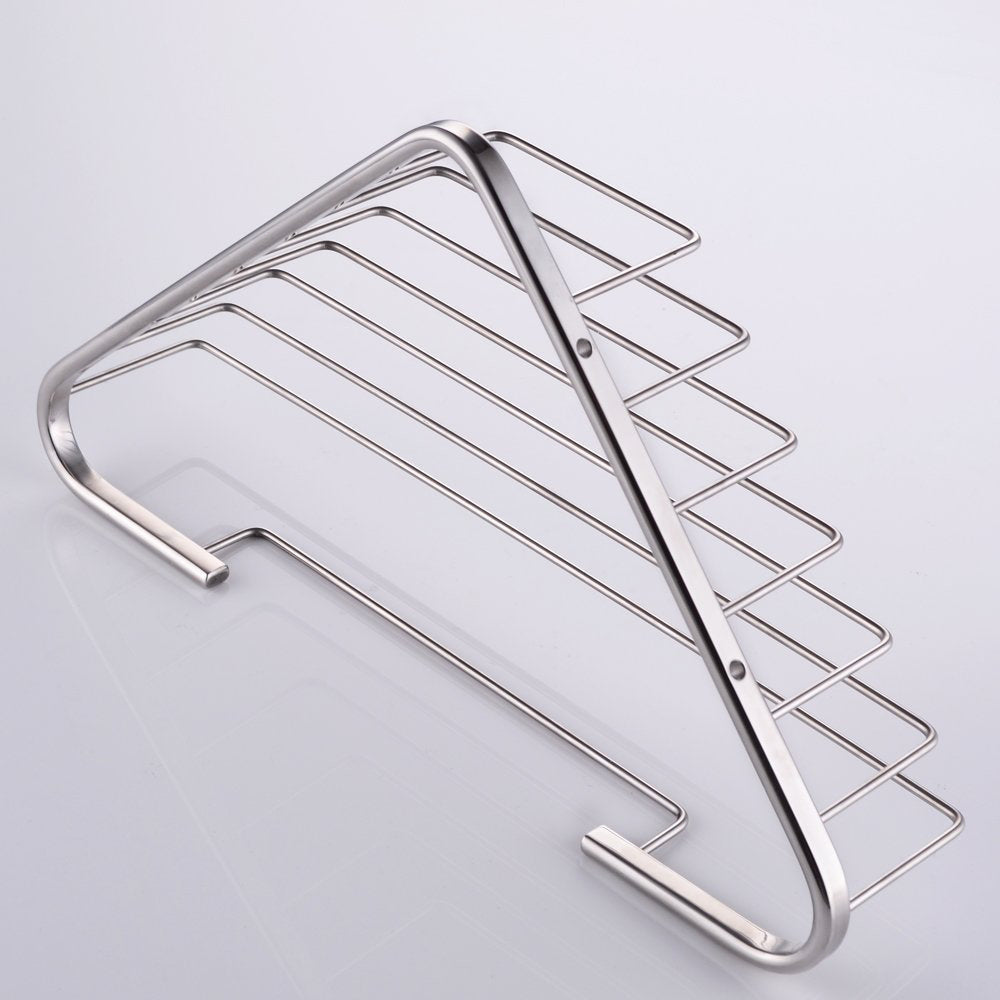 Bathroom 265mm x 60mm Brass Chrome Wall Mounted Corner Basket Shower Caddy
