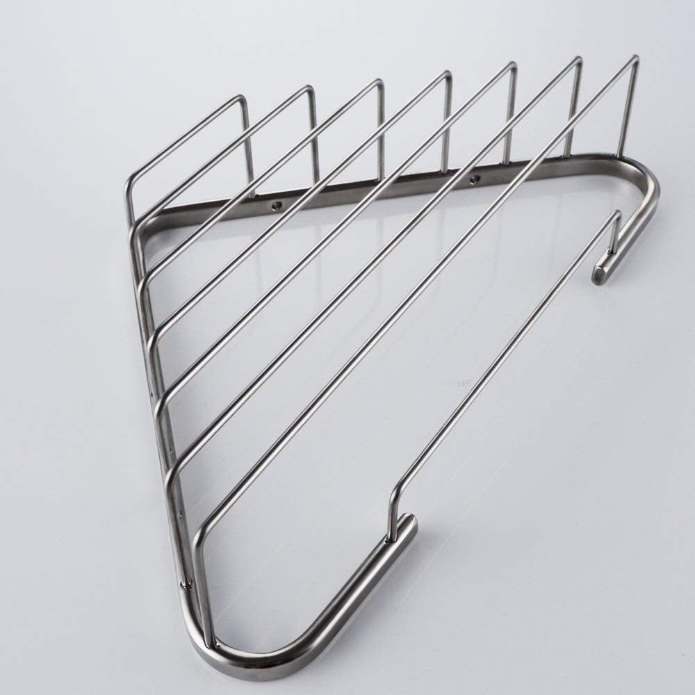 Bathroom 265mm x 60mm Brass Chrome Wall Mounted Corner Basket Shower Caddy