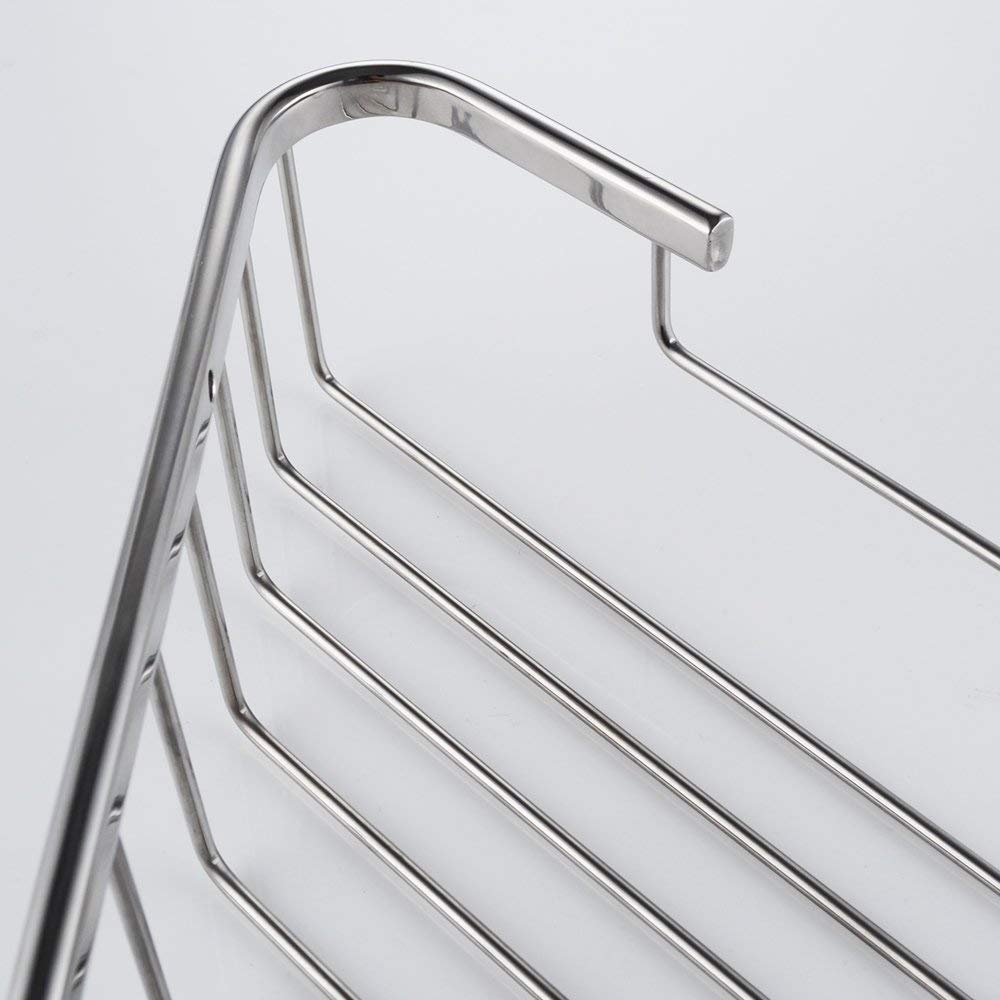 Bathroom 265mm x 60mm Brass Chrome Wall Mounted Corner Basket Shower Caddy