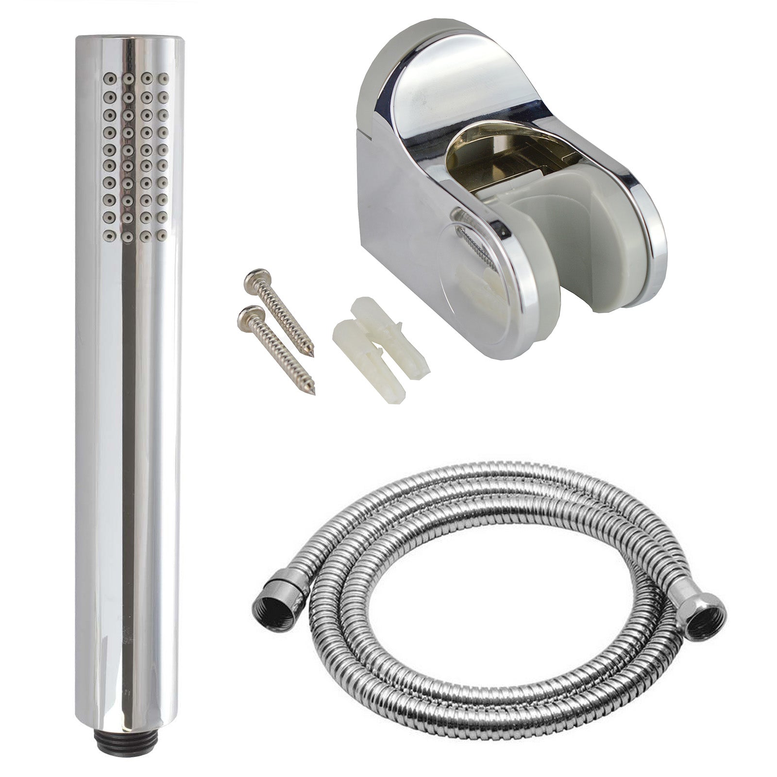 Pencil Round Handheld Shower Head, Shower Hose and Wall Mount Holder